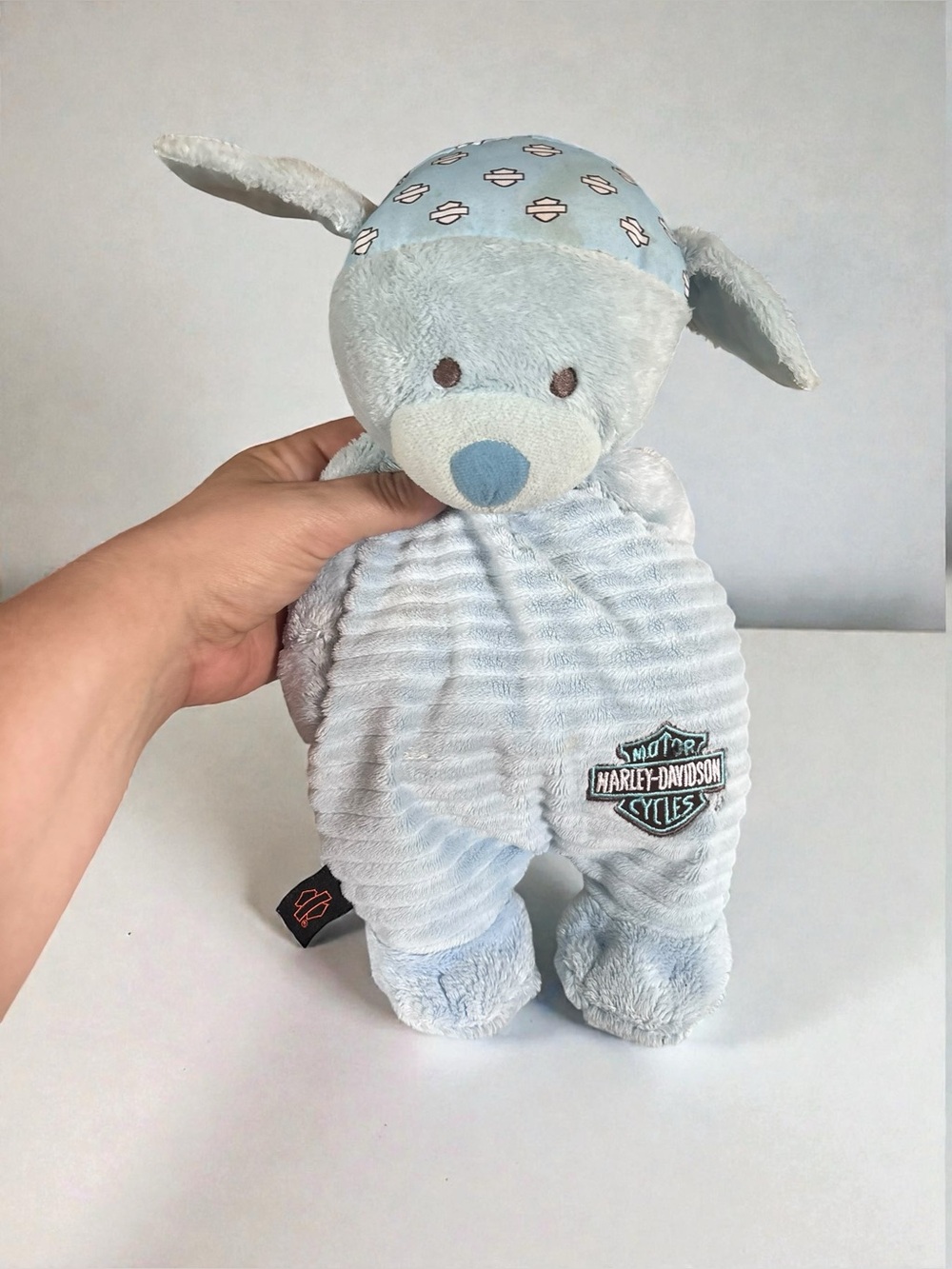 Harley Davidson Baby Plush Blue Puppy Lovey Stuffed Animal Toy